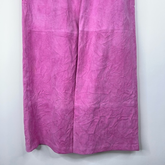 Zadig & Voltaire Pink Leather Pants Parfait Crinkled Suede Wide Leg Colorful XS - Picture 5 of 15